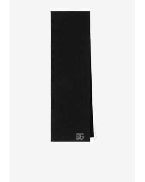 Dolce & Gabbana Dg Logo Wool Knit Scarf - Black