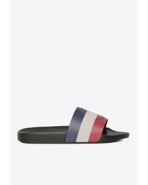 Moncler Basile Slides With Embossed-Logo - White