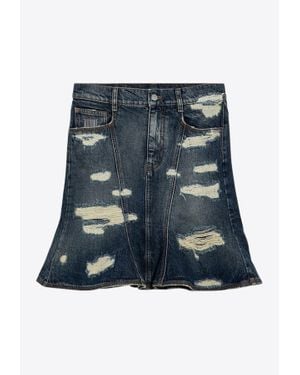 Marc Jacobs Distressed Mini Denim Skirt - Blue