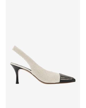 Chloé Alba 50 Perforated Leather Slingback Pumps - White