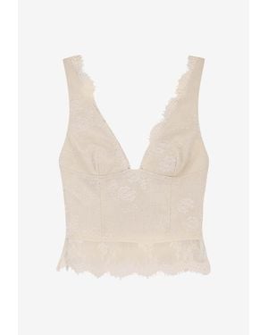 Pinko Janessa V-Neck Cropped Top - White