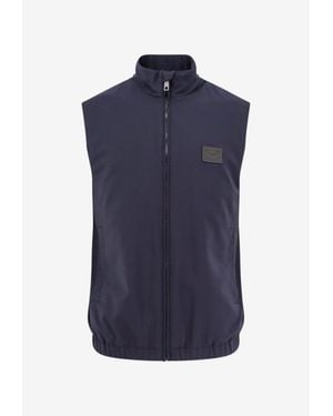 Dolce & Gabbana Logo Patch Wool-Blend Vest - Blue