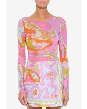 PUCCI Orchidee Print Tulle Top - Pink