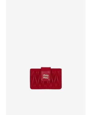Miu Miu Logo-Plaque Leather Cardholder - Red