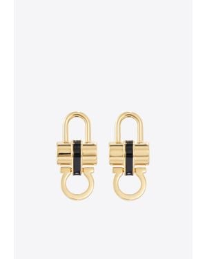Ferragamo Padlock Stud Earrings With Resin - White