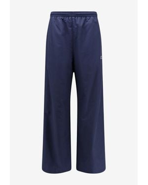 Balenciaga Logo Print Drawstring Track Pants - Blue