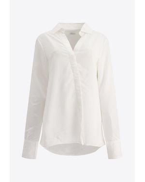 Saks Potts Logo-Embroidered Buttoned Shirt - White