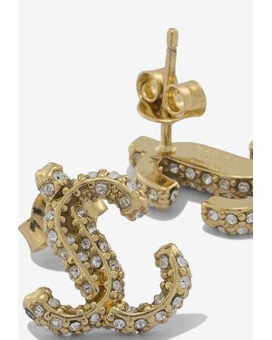 Jimmy Choo Logo-Lettering Stud Earrings - Metallic