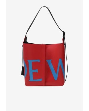 Loewe Large Bilbao Leather Bucket Bag - Red