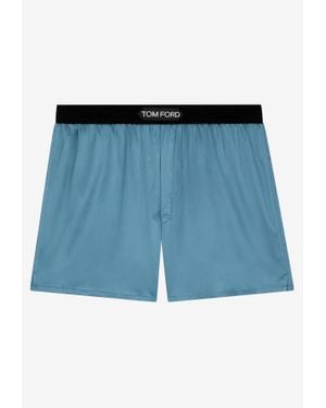 Tom Ford Logo-Waistband Boxer Shorts - Blue