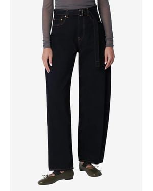 Sacai High-Waist Belted Barrel Jeans - Black