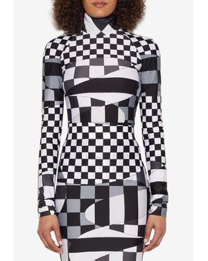 PUCCI Giardino Print Mock-Neck Top - Black