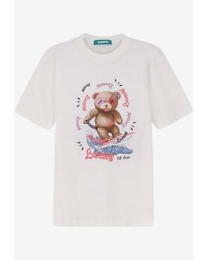 Barrow Logo Bear Print T-Shirt - White