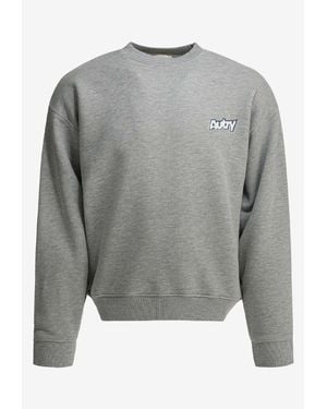 Autry Logo Print Jersey Knit Sweatshirt - Gray