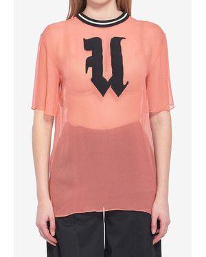 Emanuel Ungaro U Logo Patch Sheer Blouse - Pink