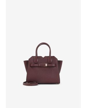 Valextra Micro Milano Leather Top Handle Bag - Purple