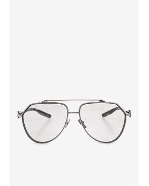 Dolce & Gabbana Logo Plaque Aviator Sunglasses - White