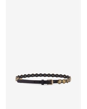 Golden Goose Trinidad Studded Leather Belt - White