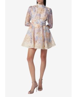 Zimmermann Valiant Hydrangea Print Mini Dress - Natural