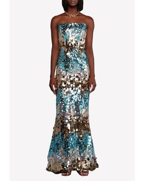 Bronx and Banco Farah Strapless Paillettes Gown - White