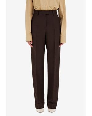 Ferragamo Pressed-Crease Wide Leg Pants - Black
