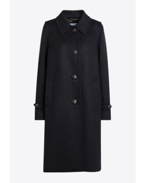 Prada Single-Breasted Wool Coat - Black