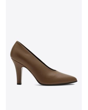 The Row Prudens 90 Calf Leather Court Shoes - Brown