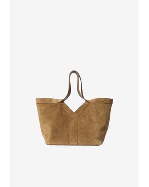 Saint Laurent Small Y Suede Tote Bag - White