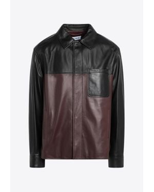 Loewe Leather Overshirt With Contrasting-Panels - Brown