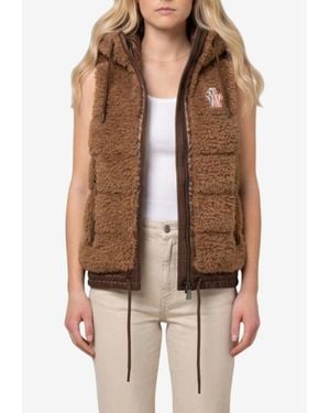 Moncler Teddy Fleece Vest - Brown
