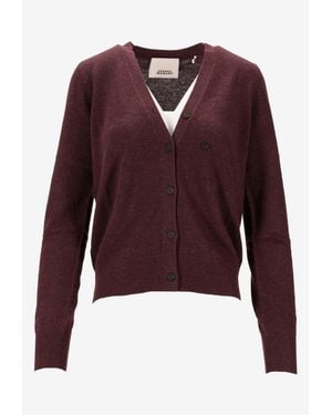 Isabel Marant Carline V-Neck Wool-Blend Cardigan - Purple