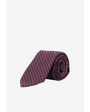 Ferragamo Gancini Jacquard Silk Tie - Purple