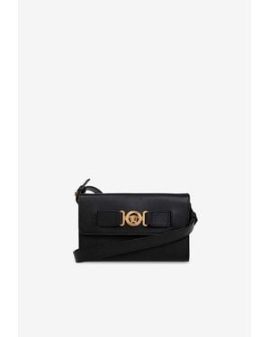 Versace Medusa Biggie Leather Messenger Bag - Black