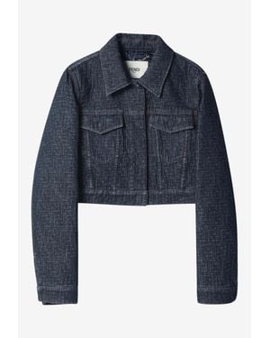 Fendi Cropped Denim Jacket - Blue