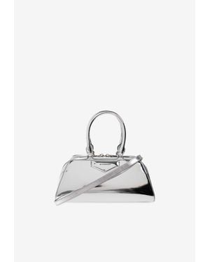 Givenchy Small Antigona Mirrored Leather Top Handle Bag - White