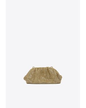 Self-Portrait Chainmail Crystal Embellished Clutch - Metallic