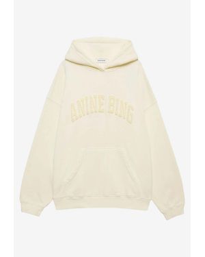 Anine Bing Harvey Logo Hooded Sweatshirt - Natural