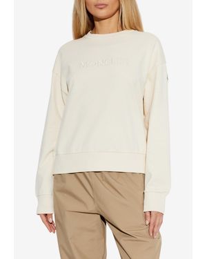 Moncler Embroidered Logo Sweatshirt - Natural