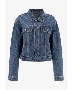 KHAITE Saunder Cropped Denim Jacket - Blue