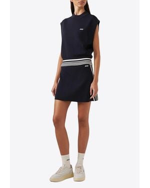Autry Knitted Mini A-Line Skirt - Blue