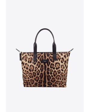 Dolce & Gabbana Leopard Print Tote Bag - Brown