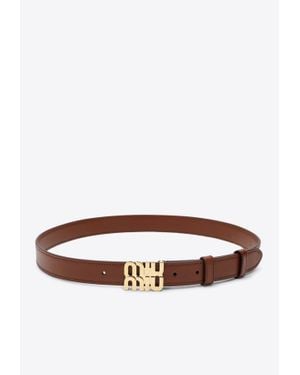 Miu Miu Logo Buckle Leather Belt - White