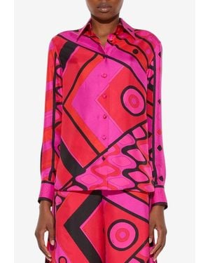 PUCCI Vivara Print Silk Long-Sleeved Shirt - Pink