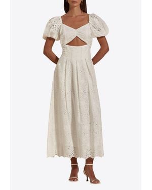 Dahlia Bianca Lucille Broderie Anglaise Midi Dress - Natural