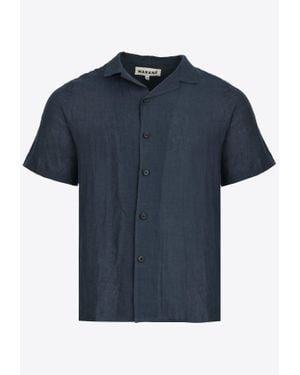 Marané Sor Camp Collar Linen Shirt - Blue