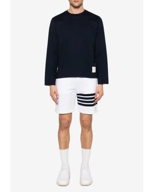 Thom Browne Grosgrain Loop Trim Oversized Long-Sleeved T-Shirt - Blue