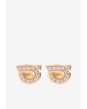Ferragamo Gancini Encrusted Stud Earrings - White