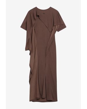 Loewe Draped Asymmetric Midi Dress - Brown
