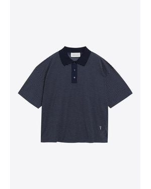 Ami Paris Ami De Coeur Striped Polo T-Shirt - Blue