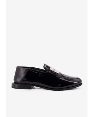 Givenchy Label Patent Leather Loafers - Black